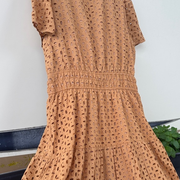 Elegant Tan Eyelet Dress - Picture 7 of 7